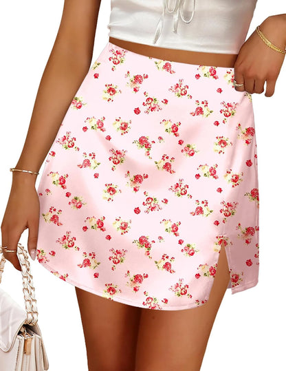 Satin High Waist Mini Skirt