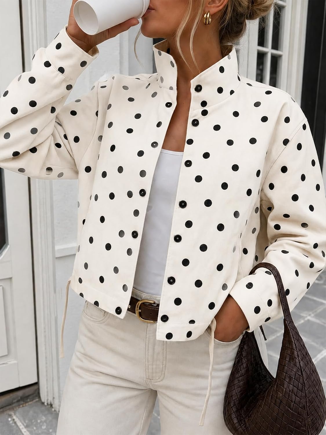 Polka Dot Crop Jacket