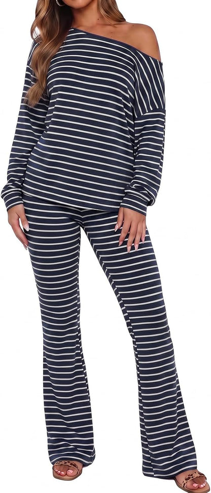 Striped Off-Shoulder Outfit