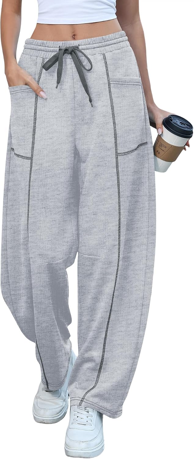 Contrast Barrel Pants