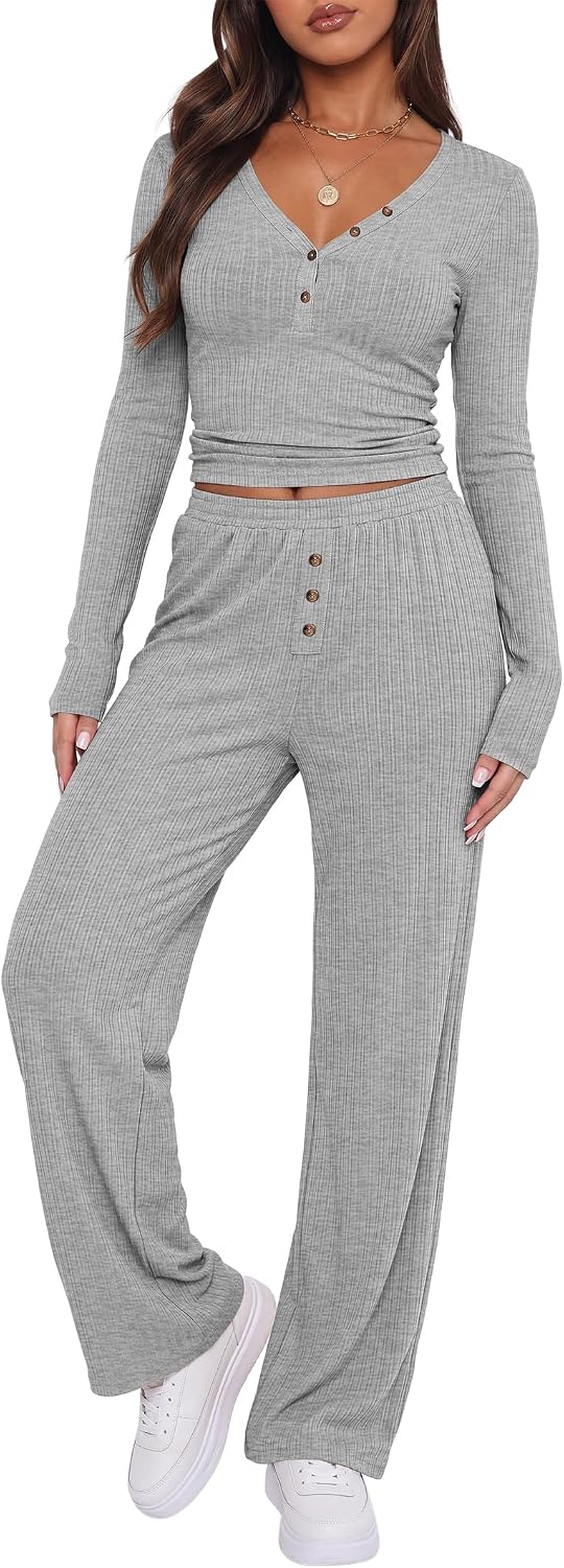 ANRABESS Henley Pajama Set