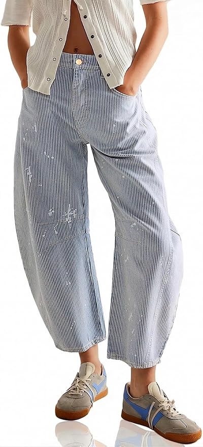 Striped Barrel Jeans