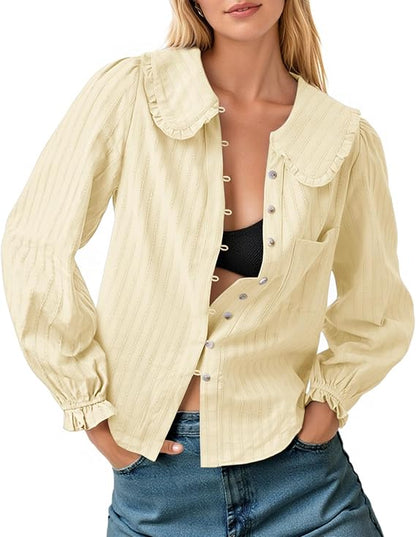 Peter Pan Collar Cotton Shirt