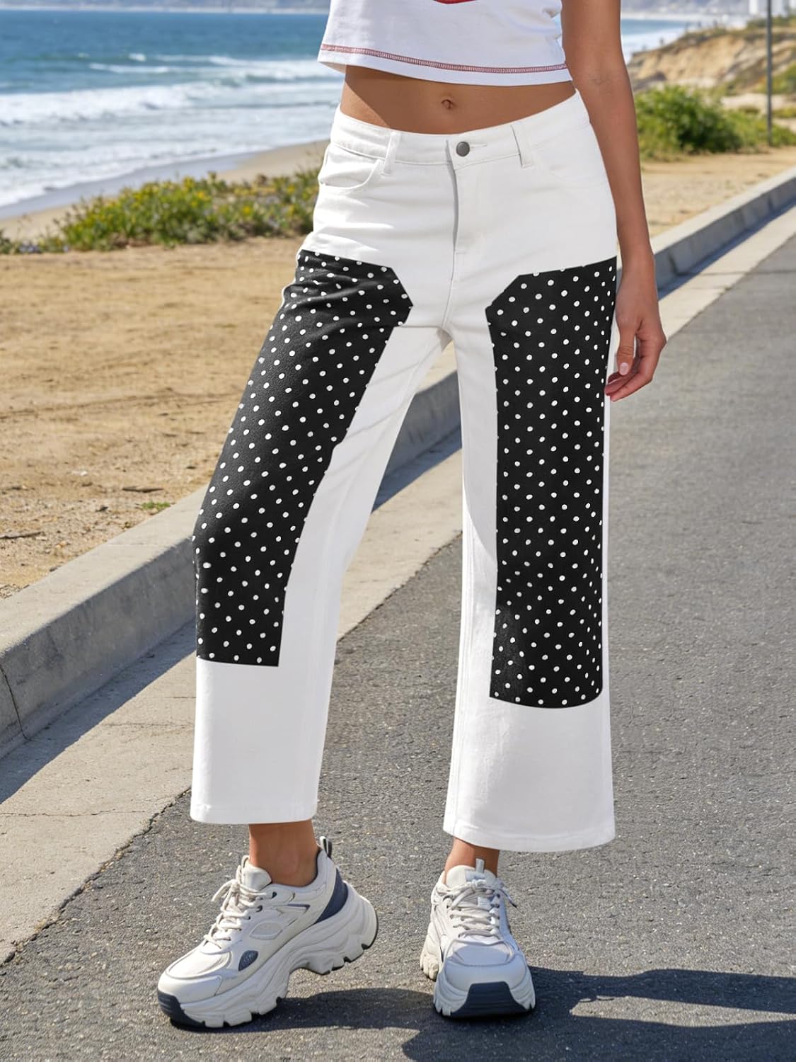 Patchwork Cropped Jeans