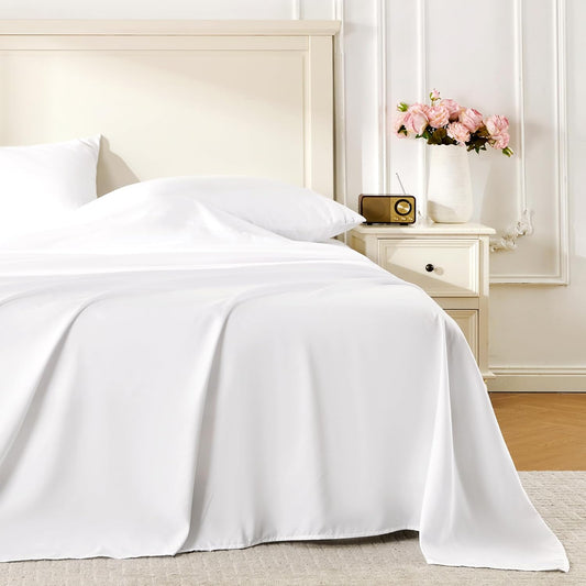 White Queen Set (Fitted & Flat Sheet & 2 Pillow Cases)