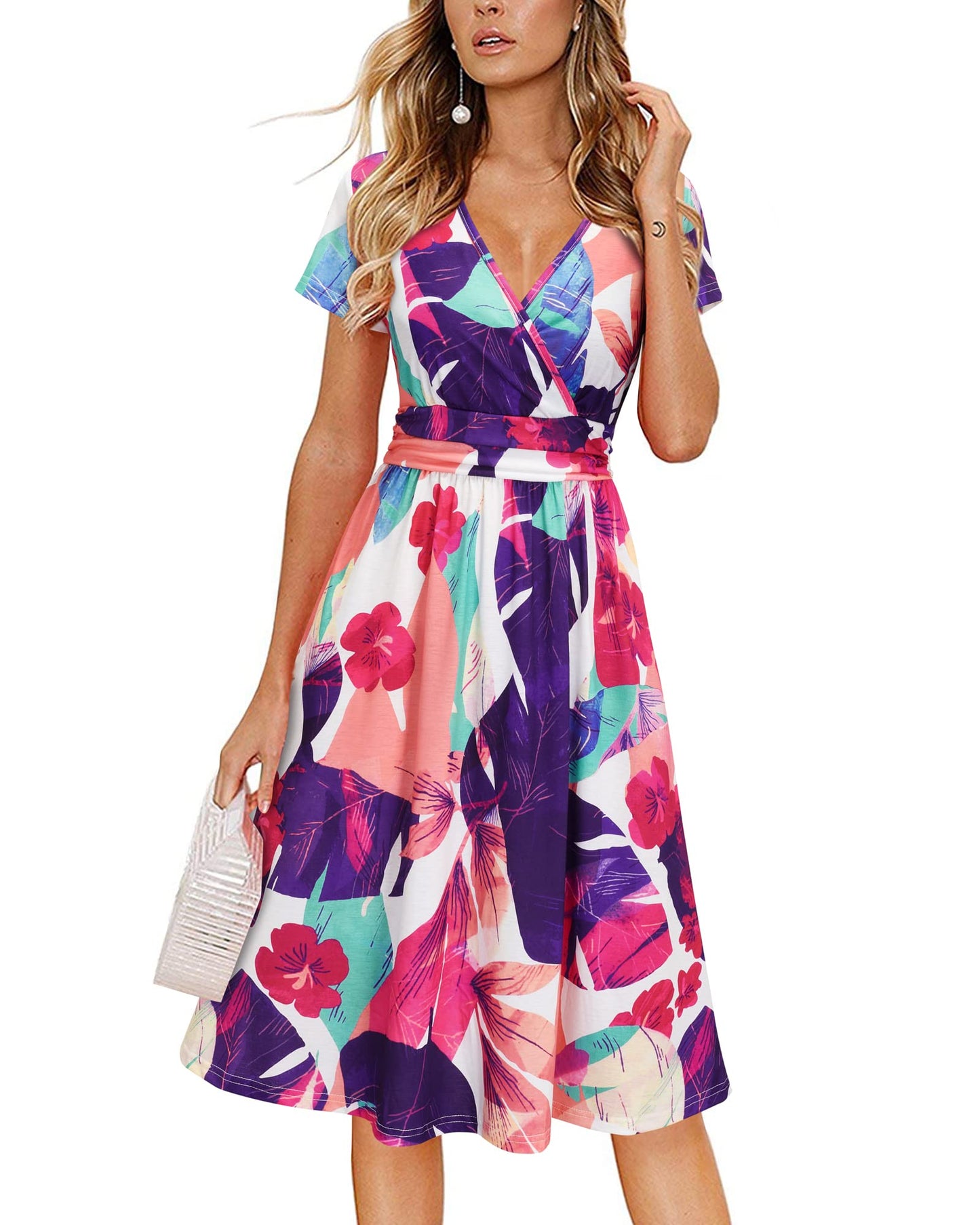 Short Sleeve Wrap Dress