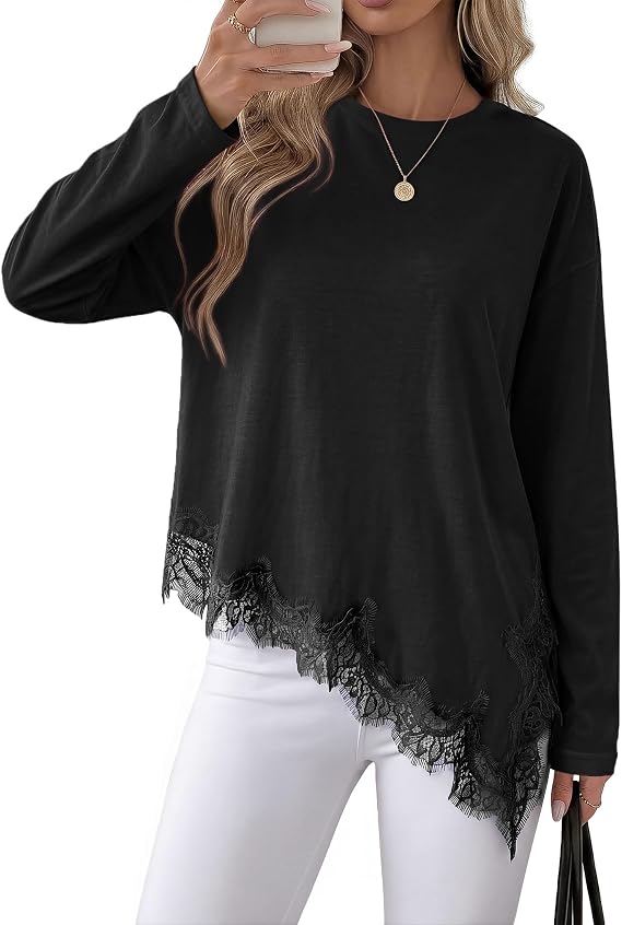 Asymmetrical Lace T-Shirt