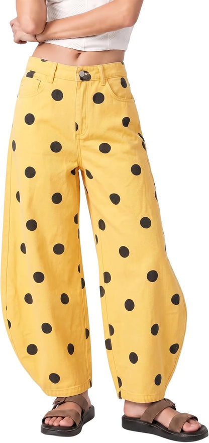 Polka Dot Barrel Jeans