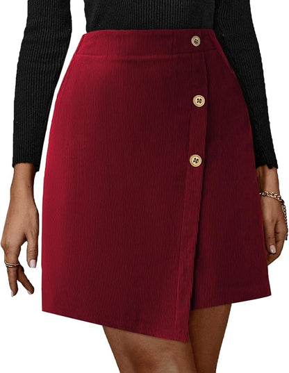 Corduroy Wrap Mini Skirt