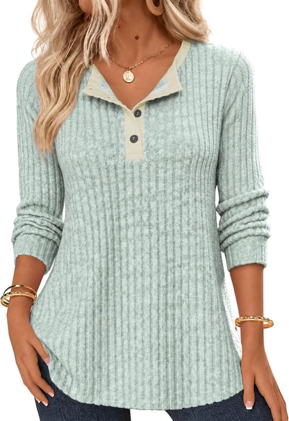Ribbed Henley Sweater