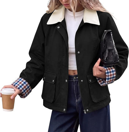 Contrast Collar Barn Jacket