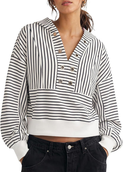 Cropped V-Neck Hoodie