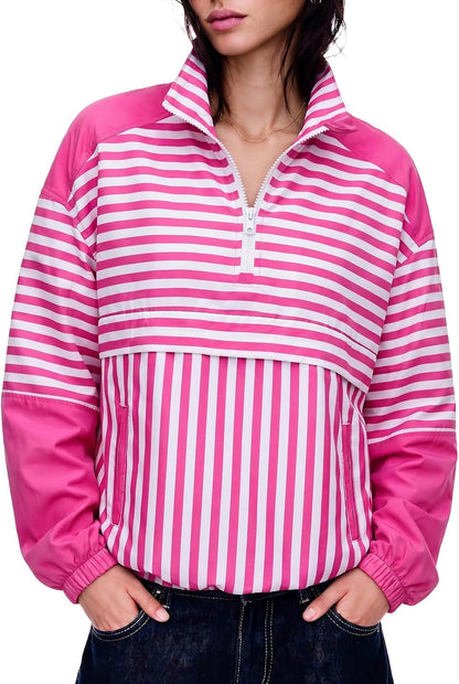Striped Quarter Zip Pullover