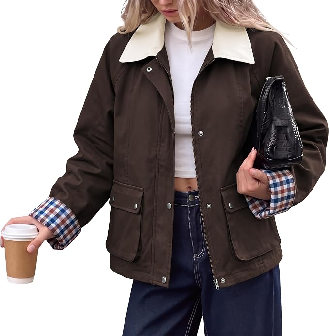 Contrast Collar Barn Jacket
