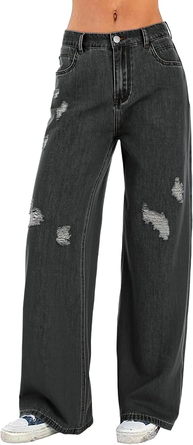 Distressed Straight Leg Jeans