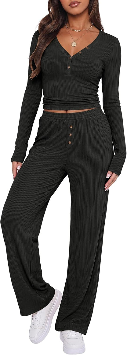 ANRABESS Henley Pajama Set