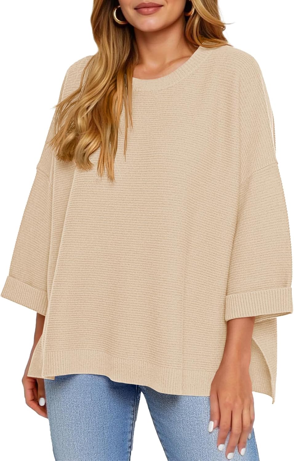 Oversized Ribbed Tunic Sweater