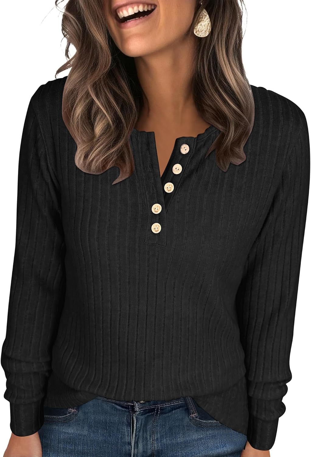 ANRABESS Ribbed Henley