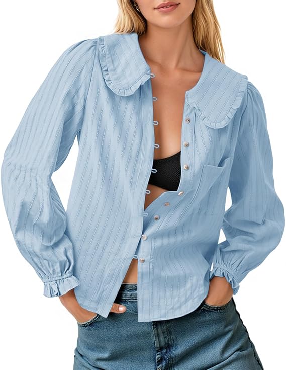 Peter Pan Collar Cotton Shirt