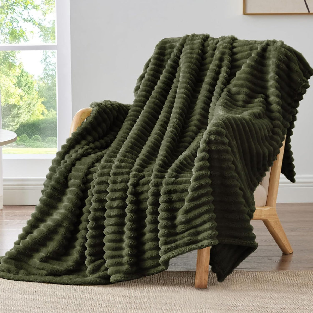 Ribbed Fleece Throw Blanket