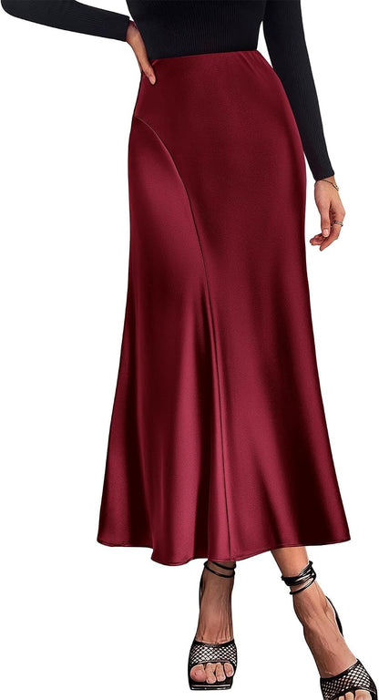 Satin A-Line Maxi Skirt