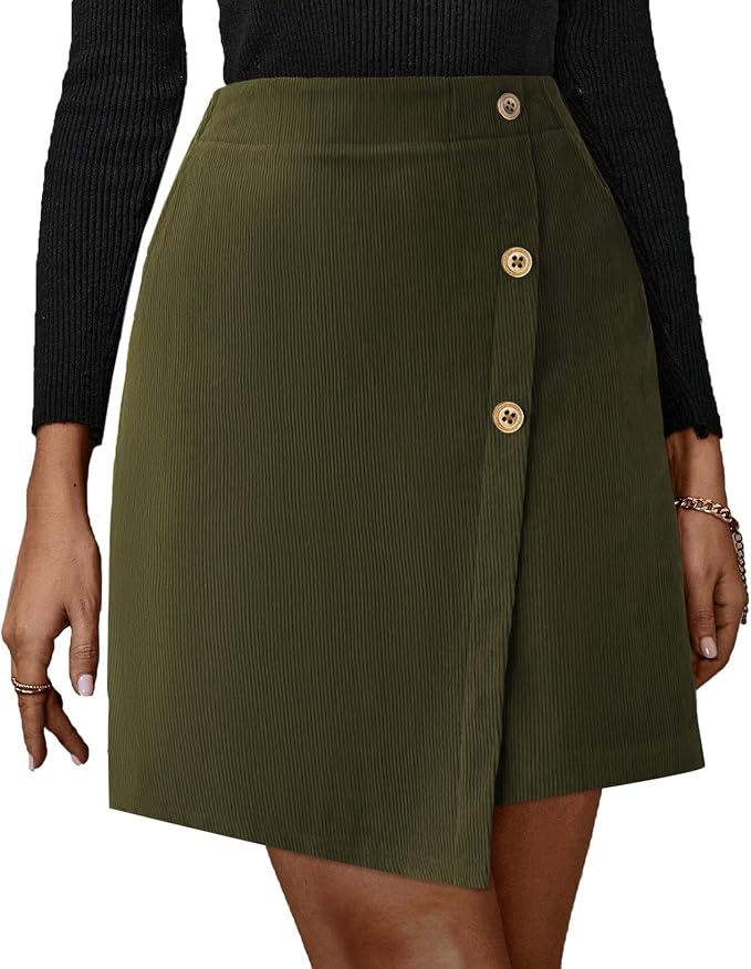 Corduroy Wrap Mini Skirt