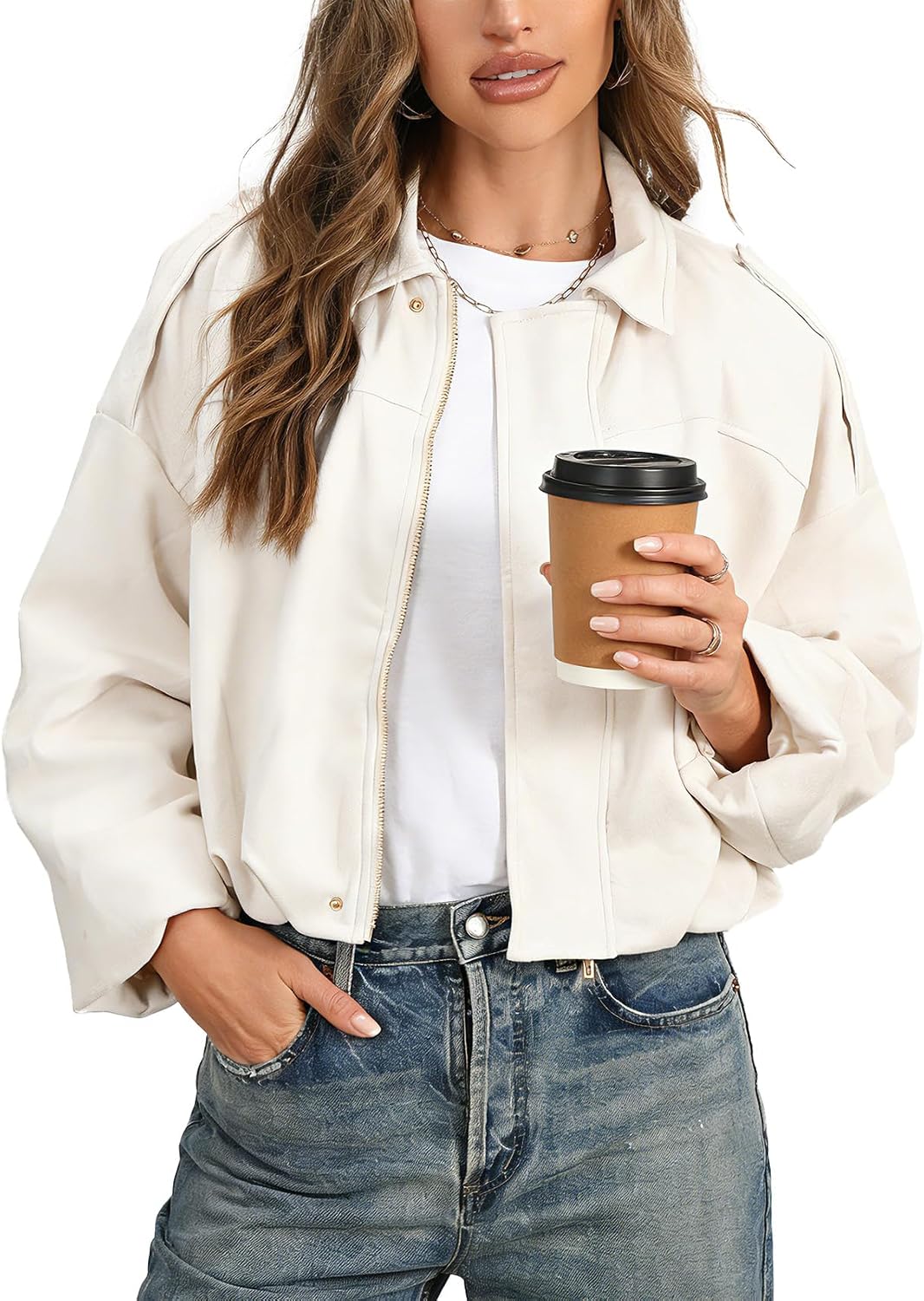 Faux Suede Bomber Jacket