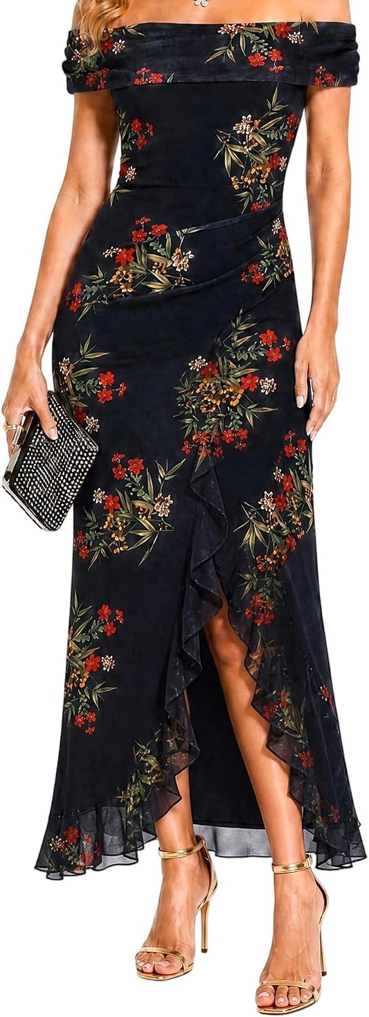 Floral Off-Shoulder Maxi Dress