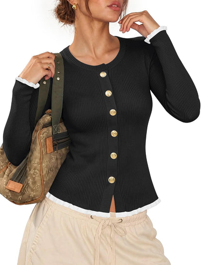 Ruffle Lightweight Cardigan