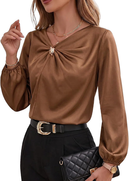Satin V-Neck Top
