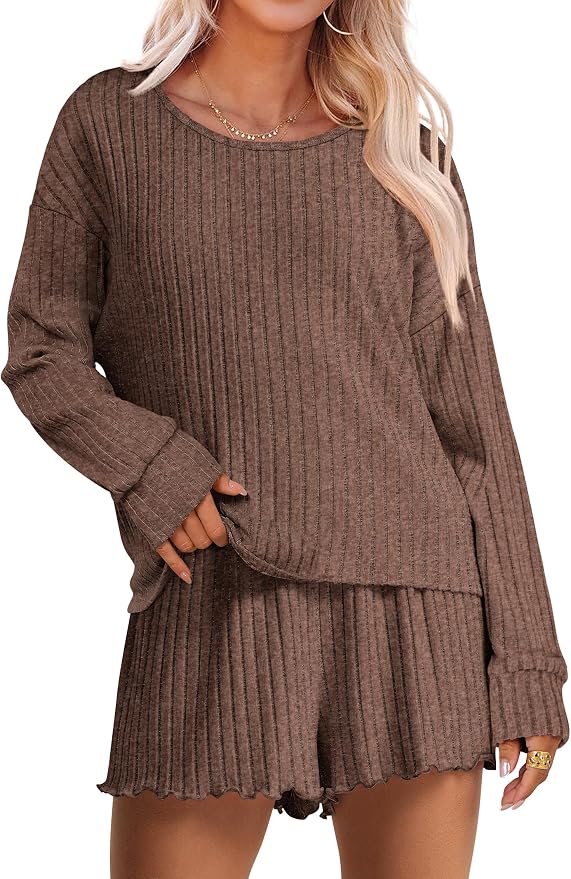 ANRABESS Ribbed Pajama Set