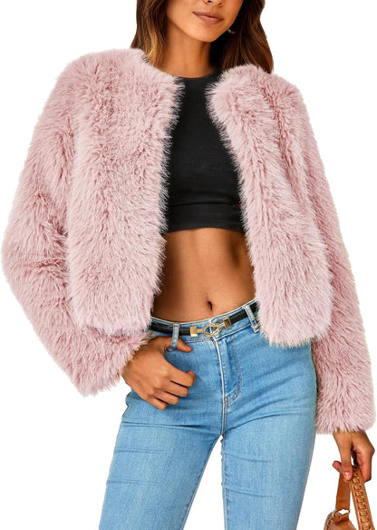 Cropped Faux Fur Coat