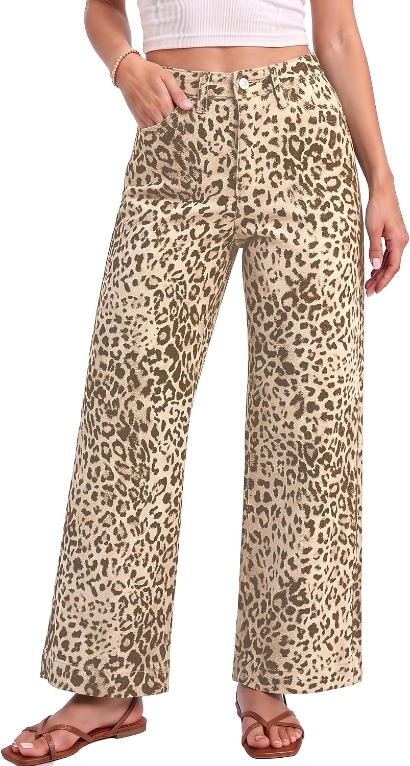 Leopard Wide Leg Jeans