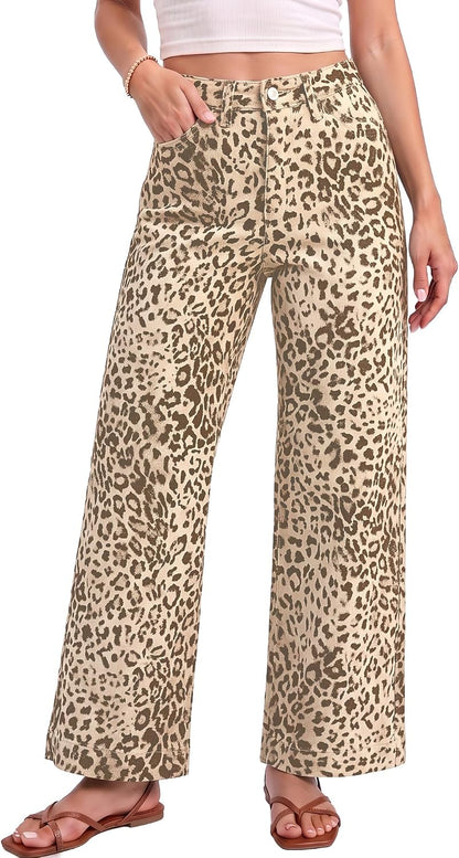 Leopard Wide Leg Jeans