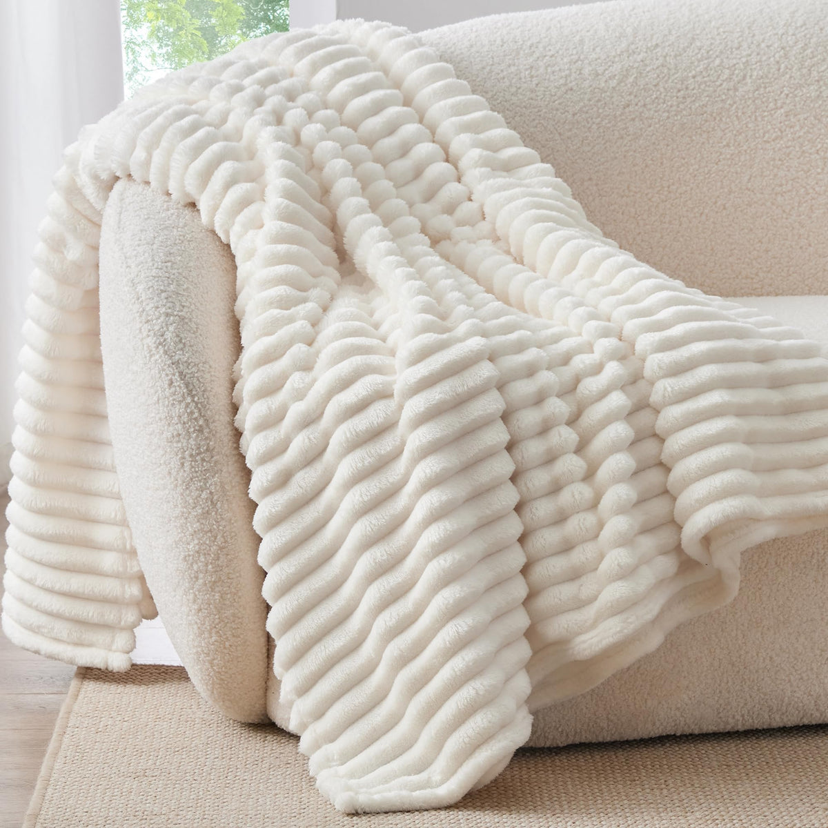 Ribbed Fleece Throw Blanket