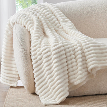 Ribbed Fleece Throw Blanket
