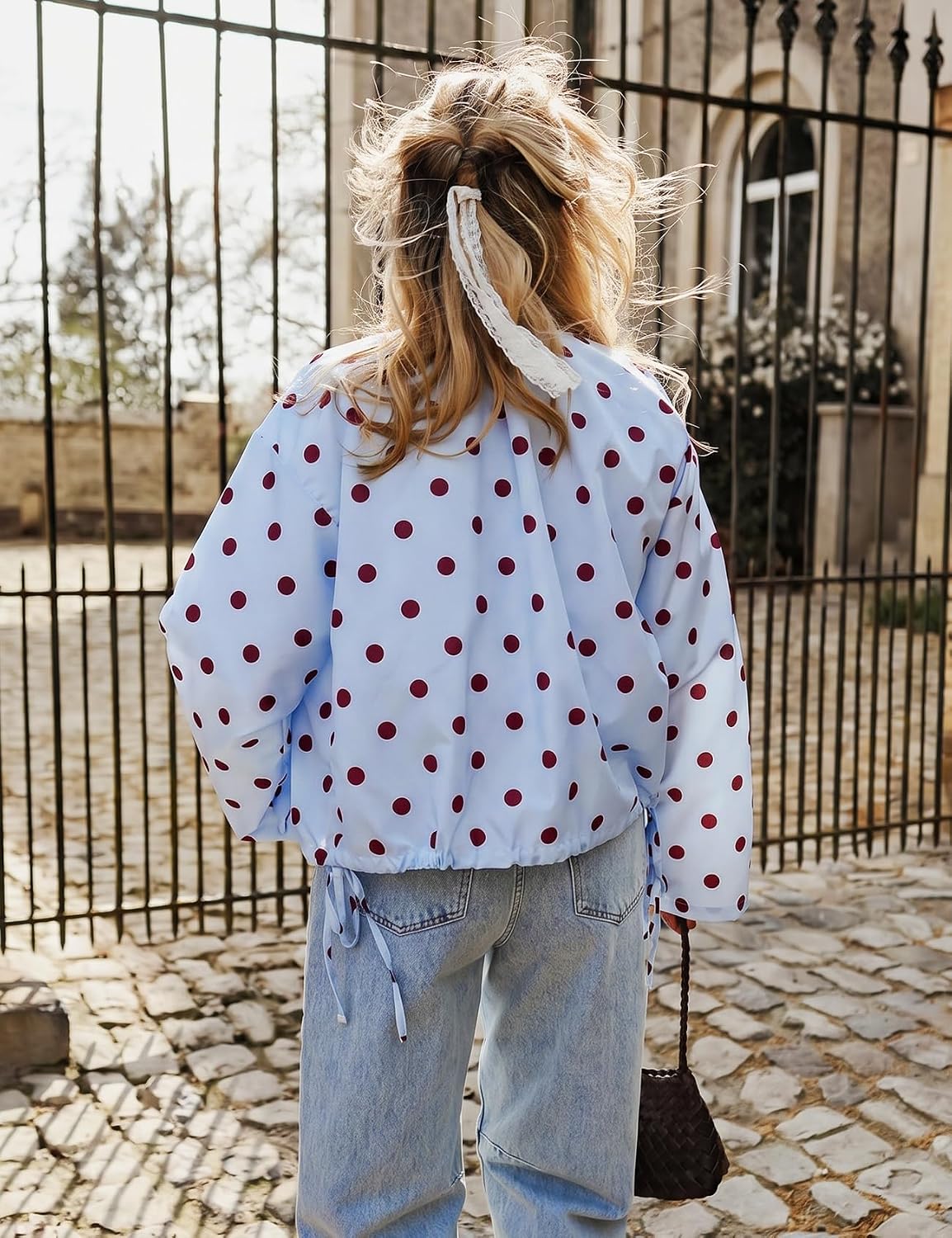 Polka Dot Cropped Jacket