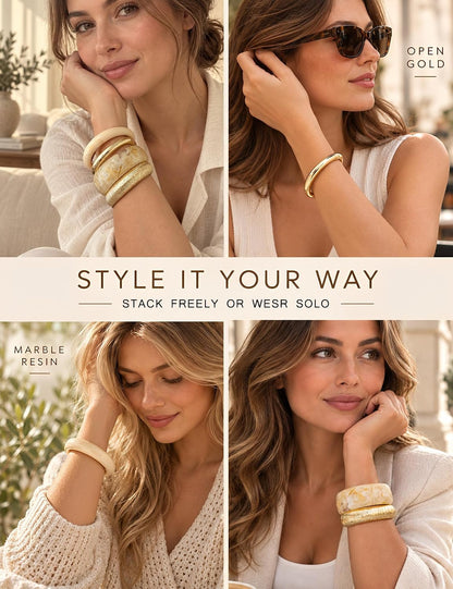 Chunky Gold Bangle Set