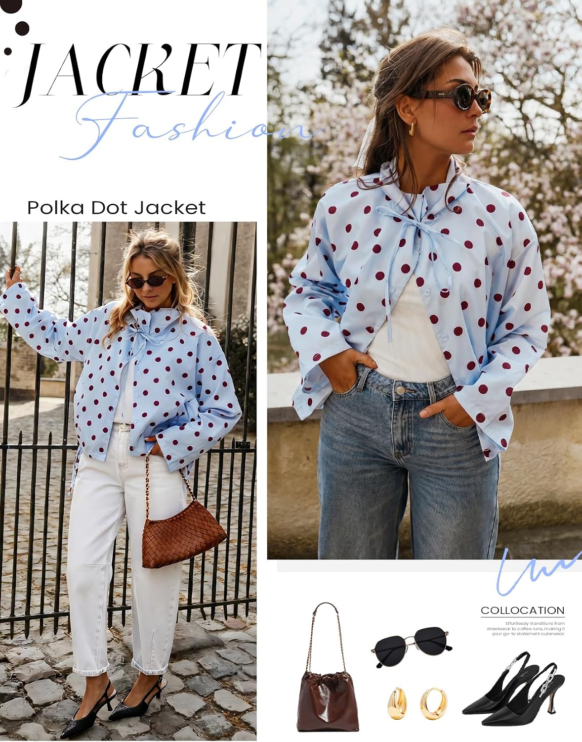 Polka Dot Cropped Jacket