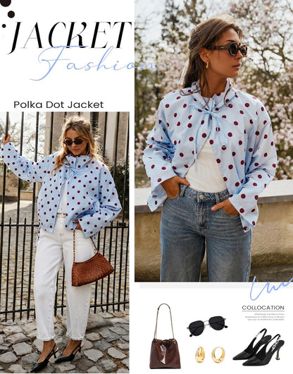Polka Dot Cropped Jacket