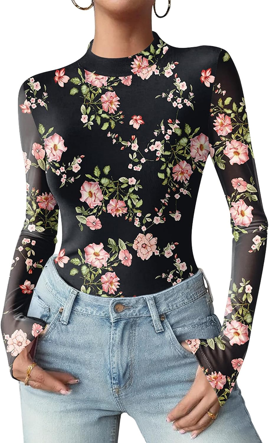 Floral Mesh Blouse