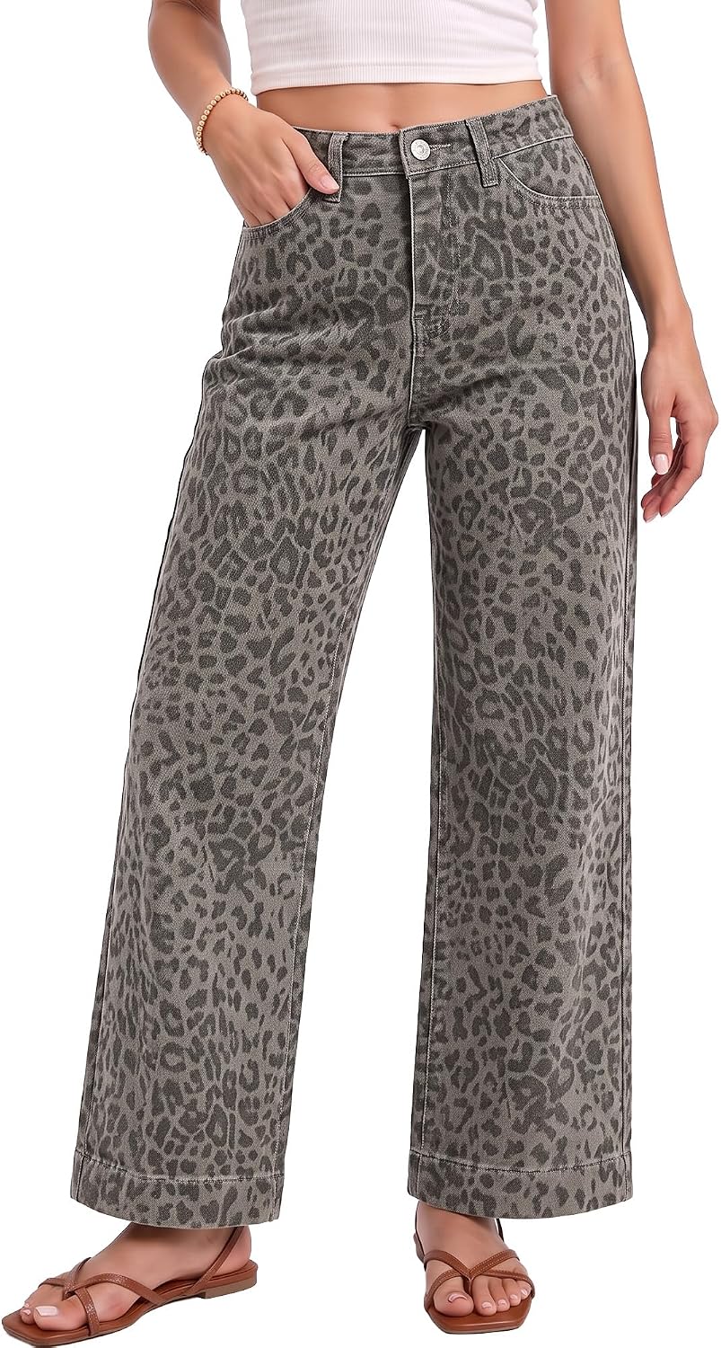 Leopard Wide Leg Jeans