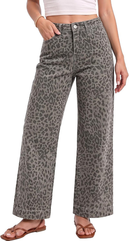 Leopard Wide Leg Jeans