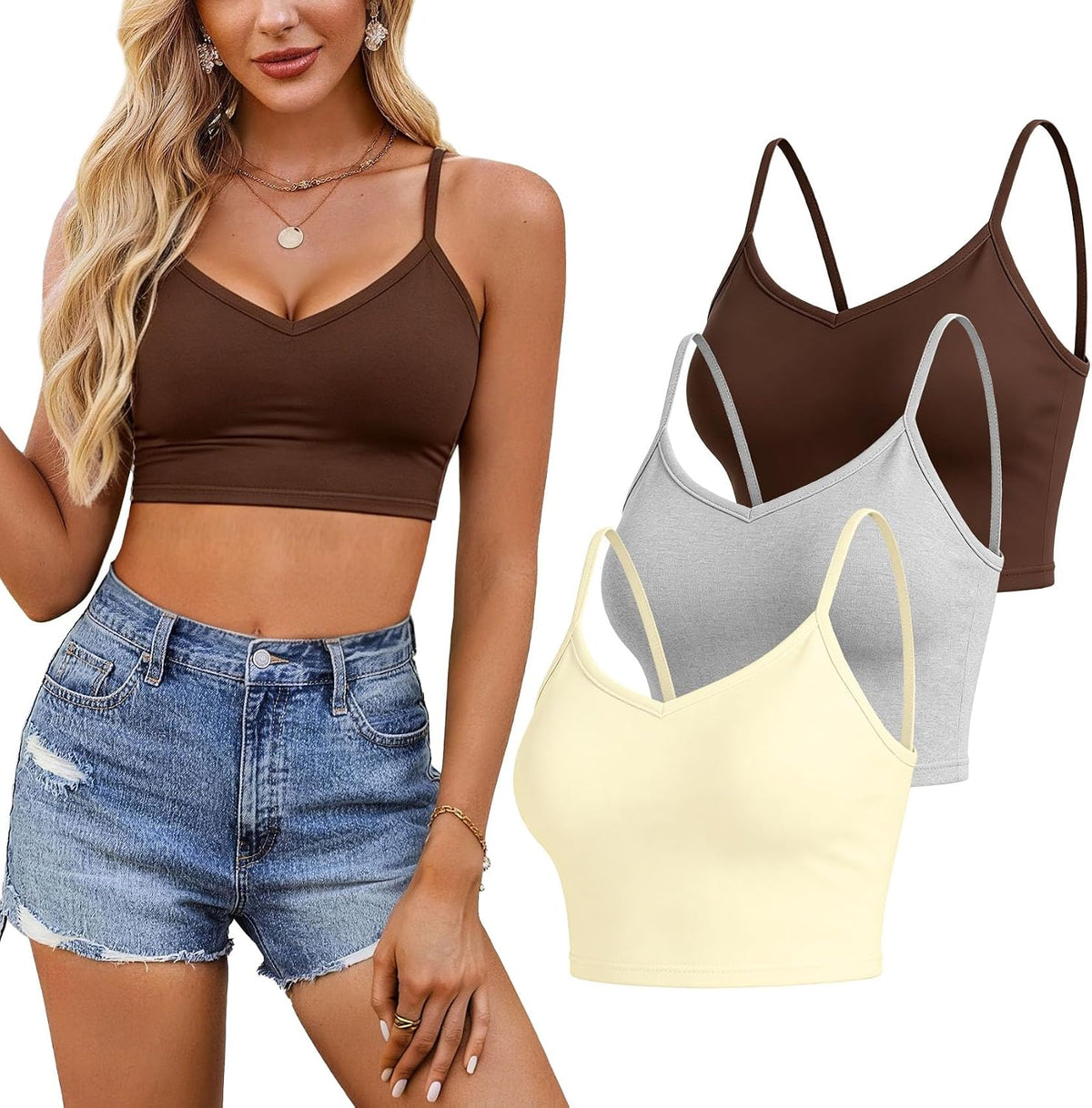 Sleeveless Crop Camisole (3PK)
