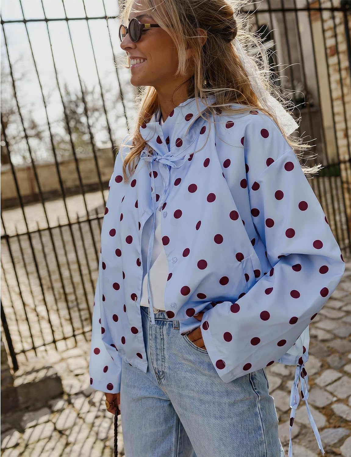Polka Dot Cropped Jacket
