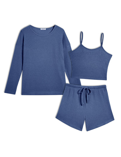 3pc Waffle Knit Lounge Set