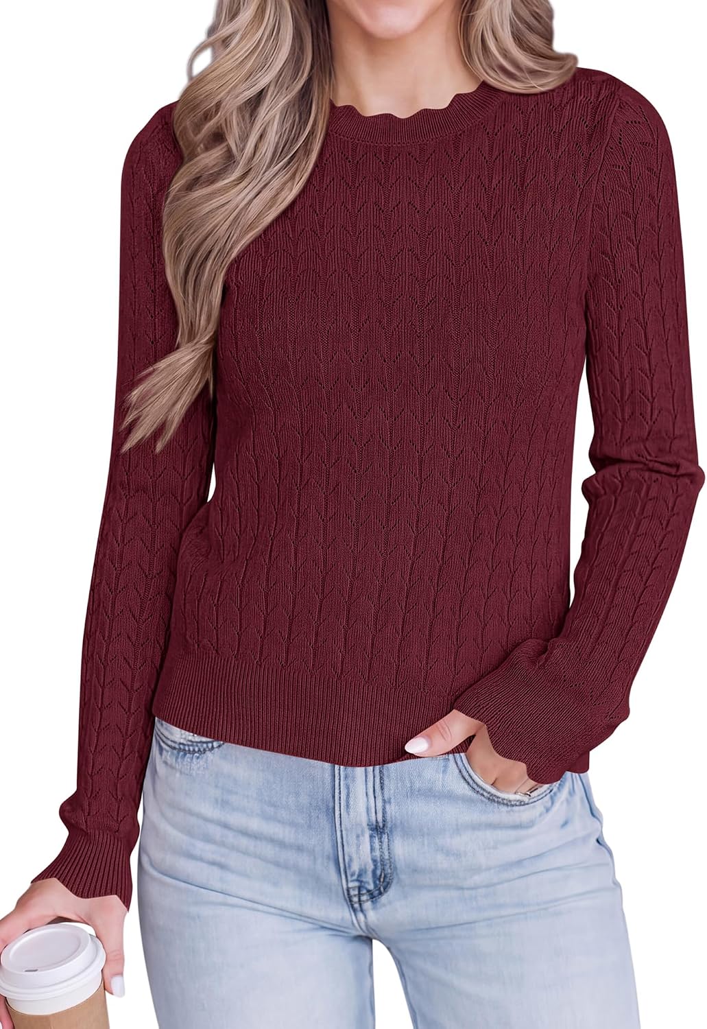 Scalloped Crop Sweater