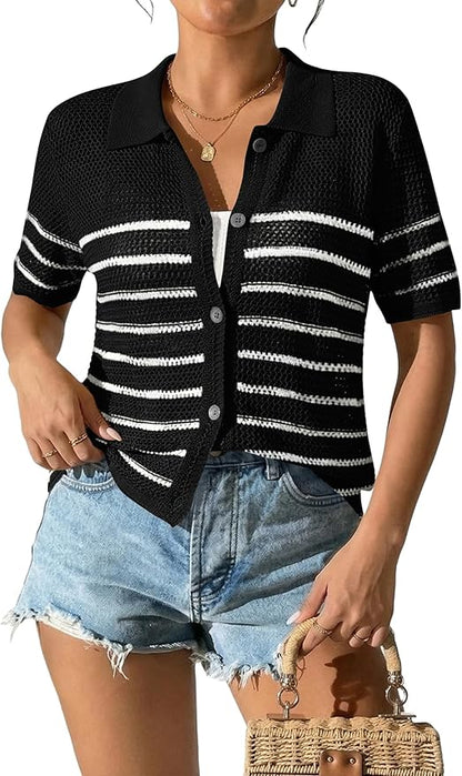 Short Sleeve Collard Cardigan