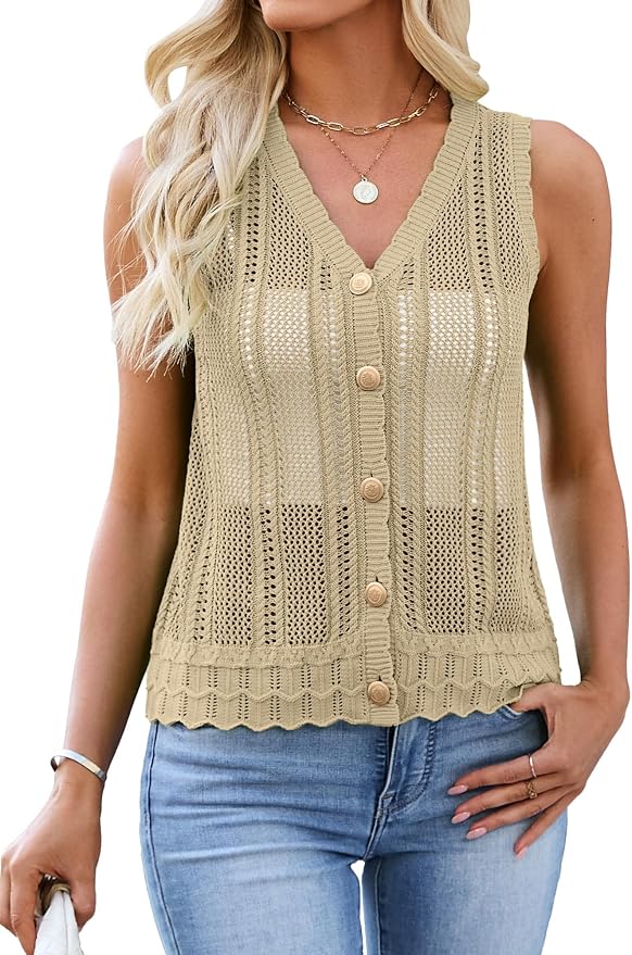 Button-Up Crochet Sweater Vest