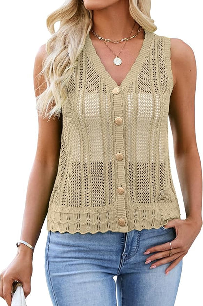 Button-Up Crochet Sweater Vest